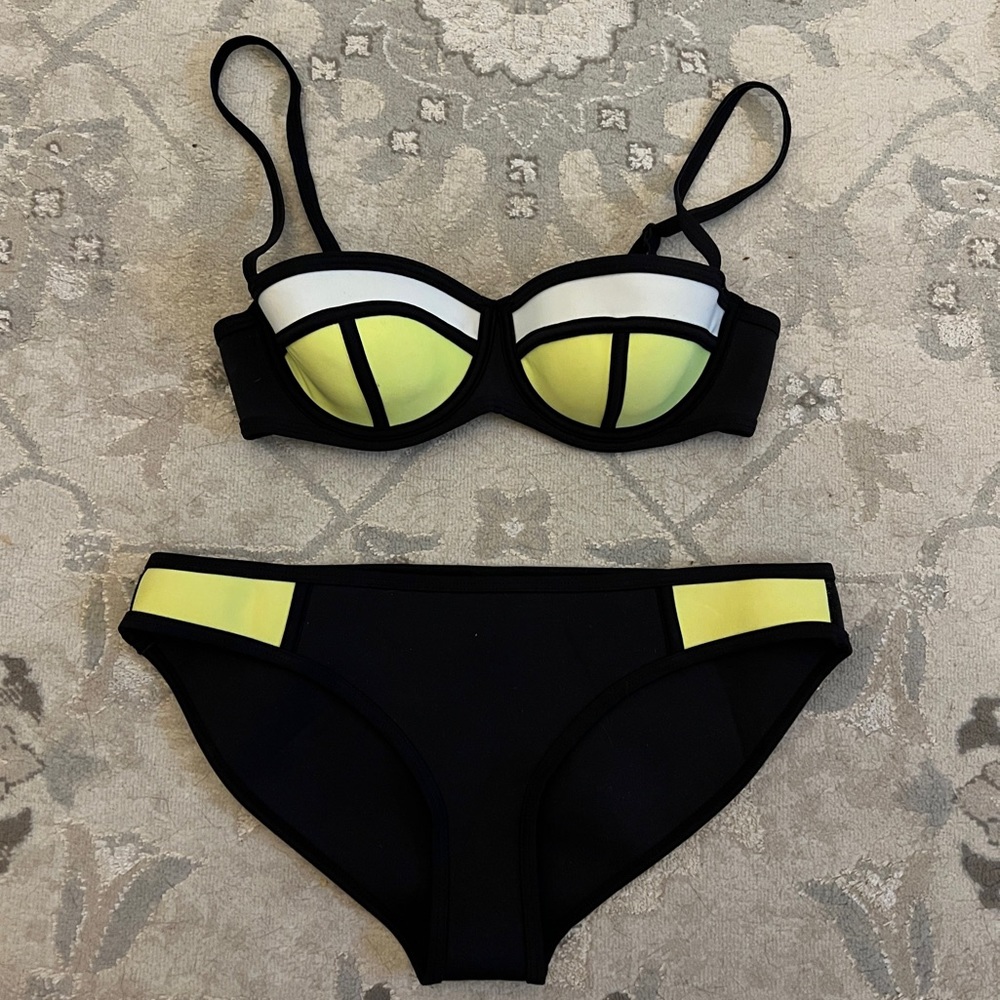Triangl Neon yellow and black neoprene bikini